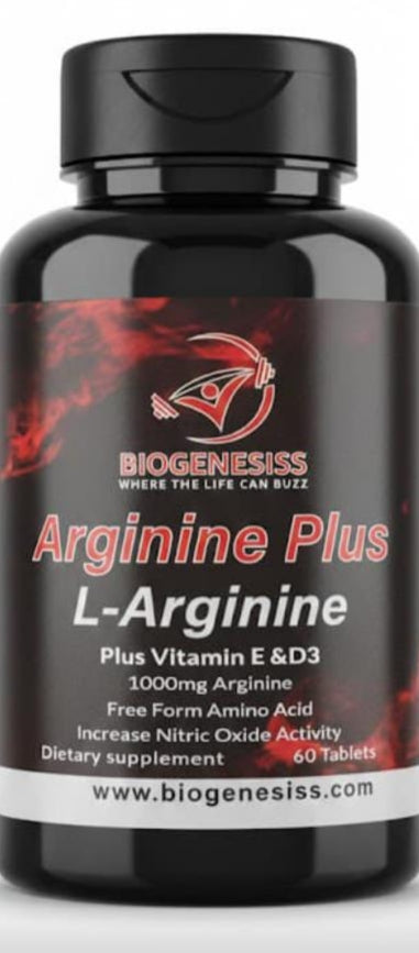 Biogenesiss Arginine Plus Premium L-Arginine Complex with Vitamin E & D3 – 60 Tablets
